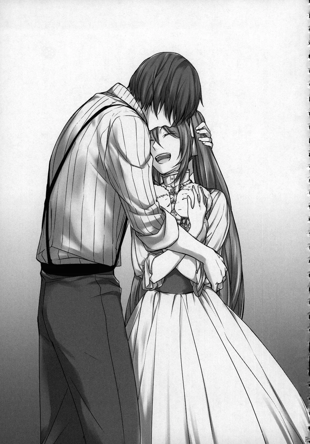 Адам обнимает Еву.